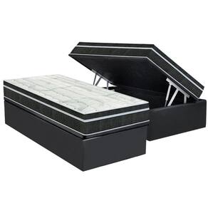 Conjunto Box Baú Solteiro: Colchão Molas Orthoflex Bonnel Venezia + Base CRC Suede Gray(88x188)