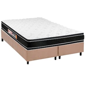 Cama Box King: Colchão Espuma D33 Castor Black e White + Base CRC Suede Clean(193x203)