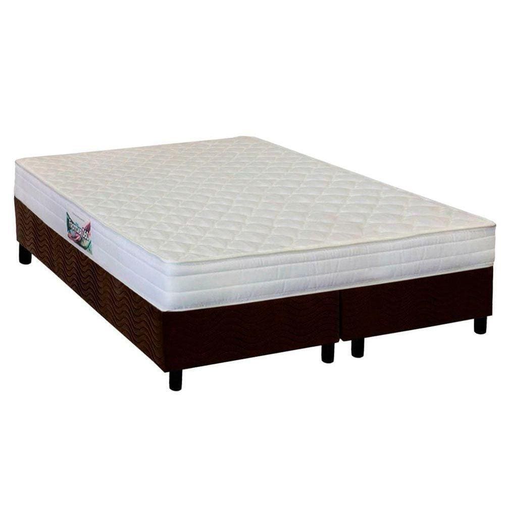 Cama Box Queen: Colchão Anatômico Herval AG65 Frontier + Base CRC Suede Brown(158x198)