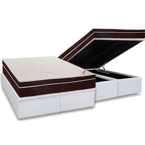 Cama Box Baú Queen: Colchão Ortopédico Ortobom Exclusive + Base CRC Courano White(158x198)