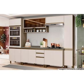 Cozinha Completa Connect 8 Peças (2Armários+2Balcões+2Paneleiros+2Complementos) C8P09 Duna/Cristal - Henn
