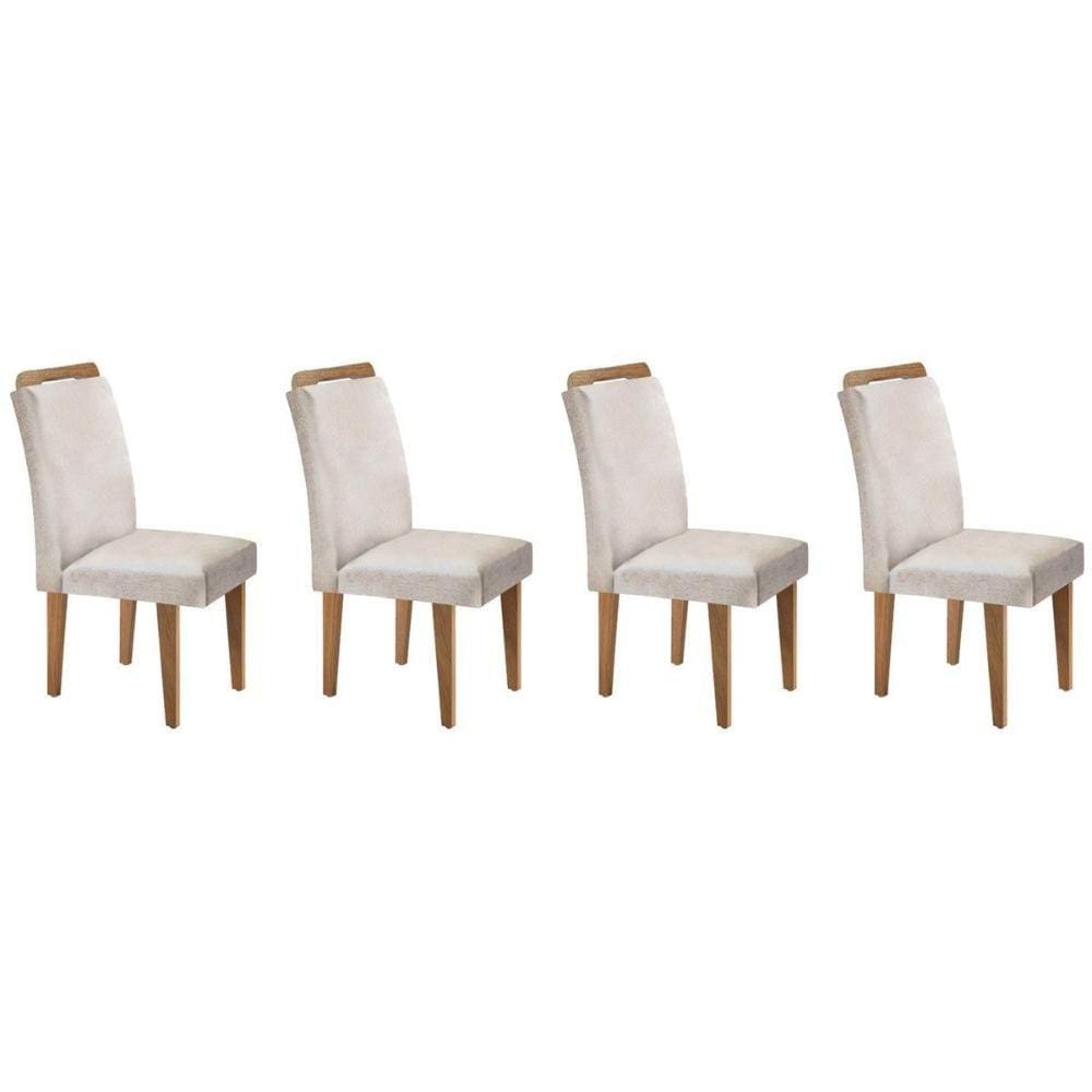 Cadeira Sala de Jantar Athenas Kit 4 Un Imbuia/Veludo Creme - Rufato