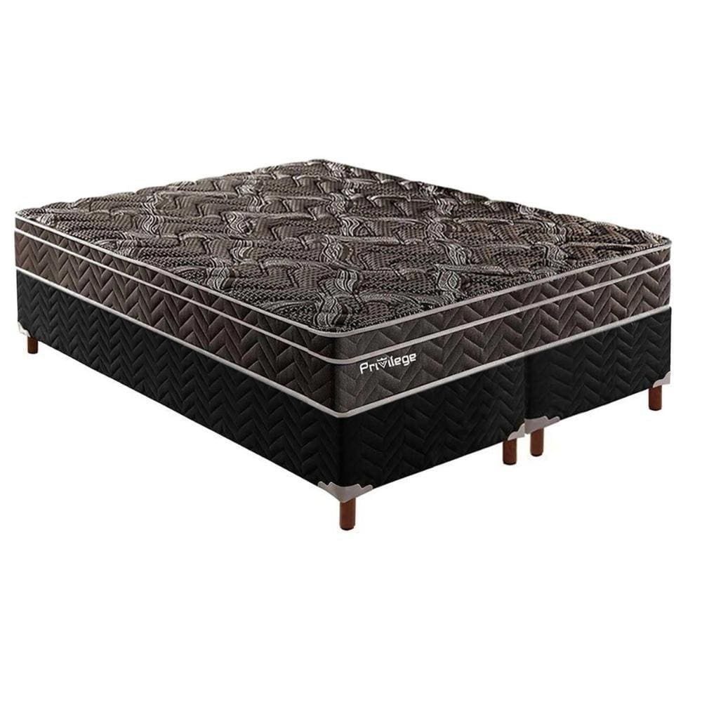 Cama Box Queen: Colchão Molas Ensacadas Paropas MasterPocket Privilege + Base CRC Suede Black(158x198x24)