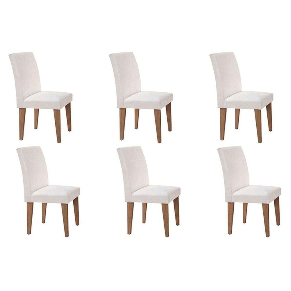 Cadeira Sala de Jantar Grécia Kit 6 Un Imbuia/Bege Turim - Rufato