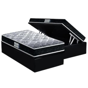 Cama Box Baú Solteiro: Colchão Anatômico Probel D33/EP Firmepedic ProDormir Advanced Tech1500 Double Face + Base CRC Suede Black(88x188)