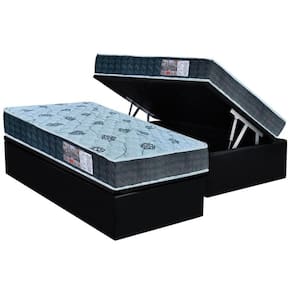 Cama Box Baú Solteiro: Colchão Anatômico Orthoflex D45 / EP Cecina + Base CRC Suede Black(88x188)