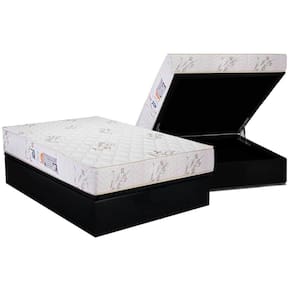 Conjunto Box Baú Casal: Colchão Espuma Luckspuma D33 Supreme Floral + Base CRC Suede Black(138x188)