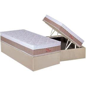 Cama Box Baú Solteiro: Colchão Ortopédico Orthoflex Foggia Premier + Base CRC Suede Clean(88x188)