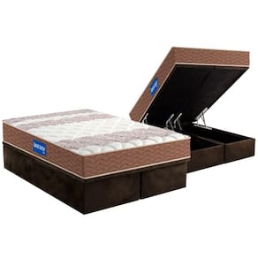 Conjunto Box Baú King: Colchão Espuma Probel D33 Guarda Costas + Base CRC Suede Brown(193x203)