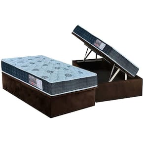 Cama Box Baú Solteiro: Colchão Anatômico Orthoflex D45 / EP Cecina + Base CRC Suede Brown(88x188)