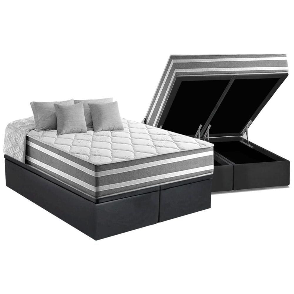 Conjunto Box Baú Queen: Colchão Molas Anjos MasterPocket Ensacadas Duo Sono + Base CRC Suede Gray(158x198)