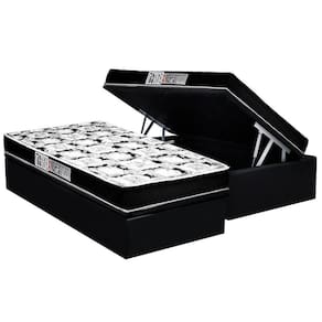 Conjunto Box Baú Solteiro: Colchão Espuma Luckspuma D45 Gran Luck + Base CRC Suede Black(88x188)