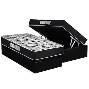 Conjunto Box Baú Solteiro: Colchão Espuma Luckspuma D45 Gran Luck Pro + Base CRC Suede Black(88x188)