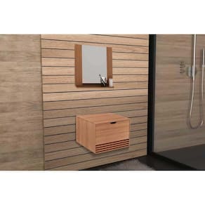 Conjunto de Banheiro Armário c/ Espelho BN3610 e Balcão Suspenso BN3613 s/ Cuba Pia 60cm cor Amêndoa - Tecno Mobili