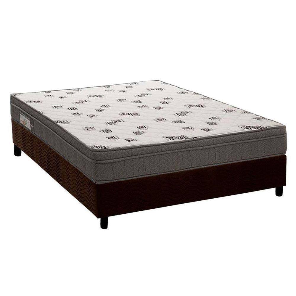Cama Box Casal: Colchão Espuma D45 Ortobom Light Ortopilow + Base CRC Suede Brown(138x188)