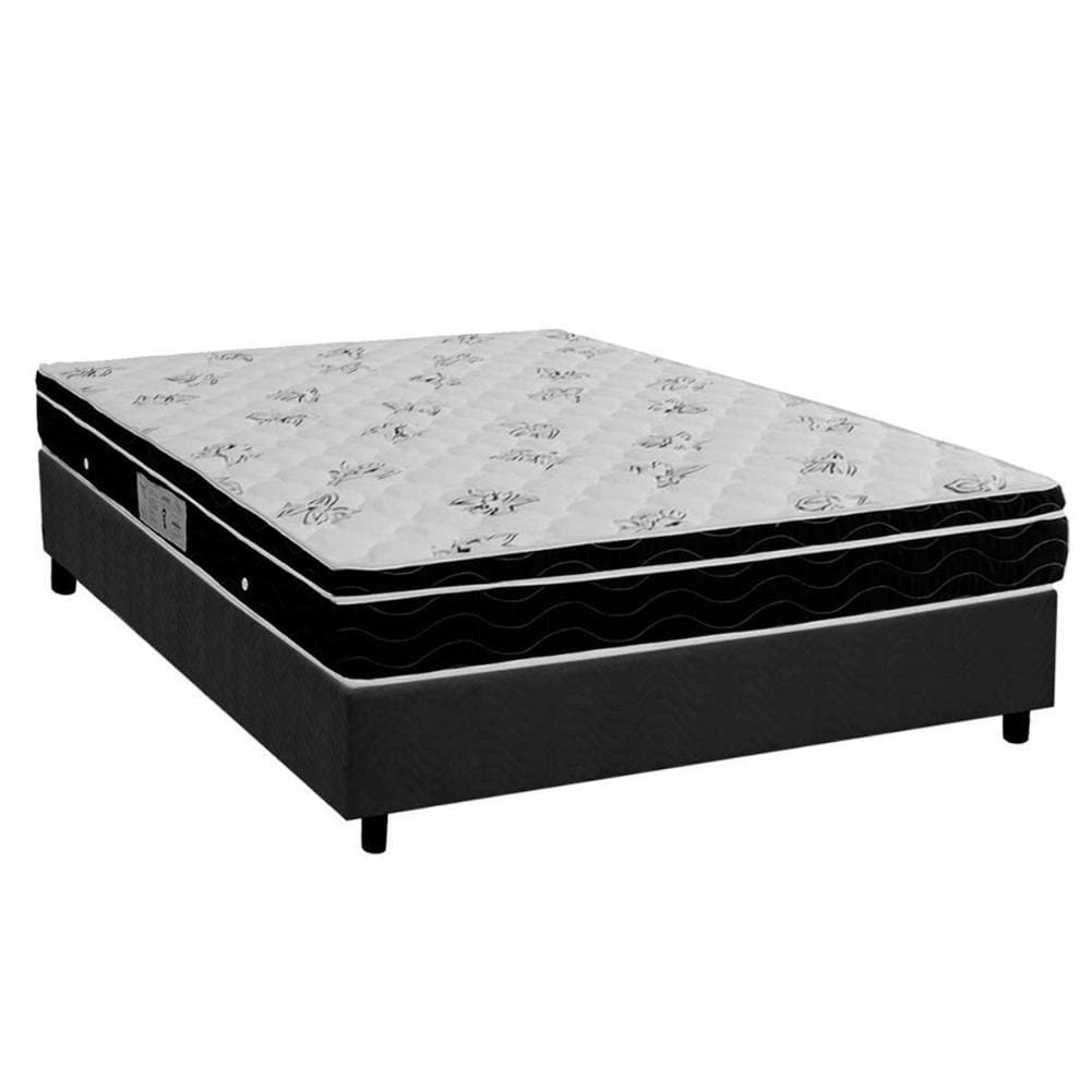 Cama Box Casal: Colchão Molas Bonnel Ortobom Nanolastic Physical Spring + Base CRC Suede Gray(138x188)