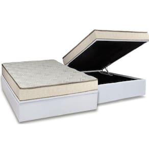 Cama Box Baú Casal: Colchão Molas Bonnel Luckspuma Montreal Spring + Base CRC Courano White(138x188)