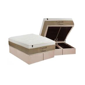 Conjunto Box Baú King: Colchão Molas Luckspuma MasterPocket Ensacadas Comfortable Dream + Base CRC Suede Clean(193x203)