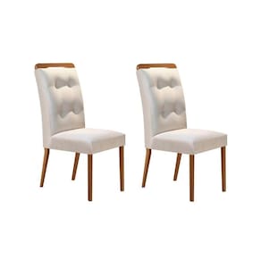 Cadeira Sala de Jantar Imperatriz Madeira Kit 2 Un Capuccino/Veludo Creme - Rufato