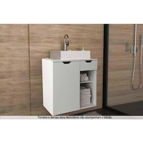 Conjunto de Banheiro Balcão Suspenso BN3605 c/ Cuba Pia BN3600 60cm cor Branco - Tecno Mobili