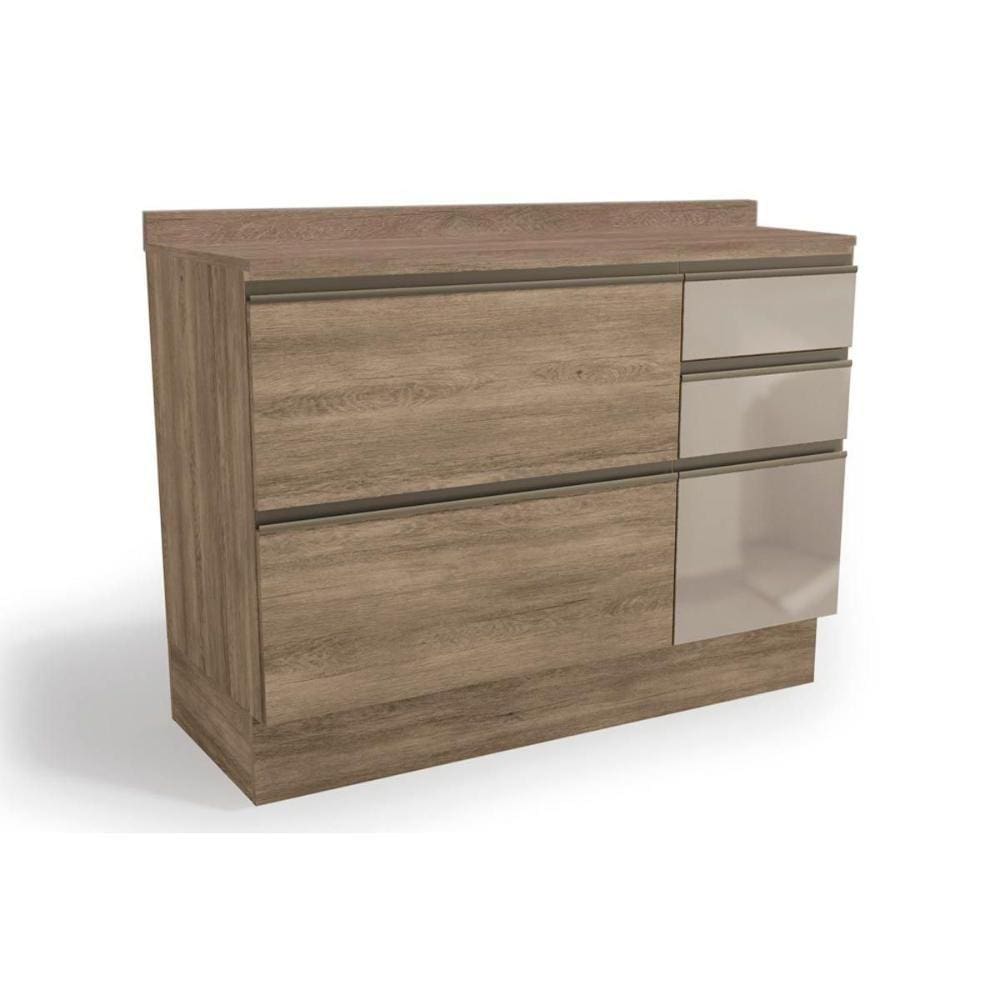 Balcão de Cozinha Maxxi G747 1 Porta e 4 Gavetas c/ Vidro + Tampo Nogal - Kappesberg