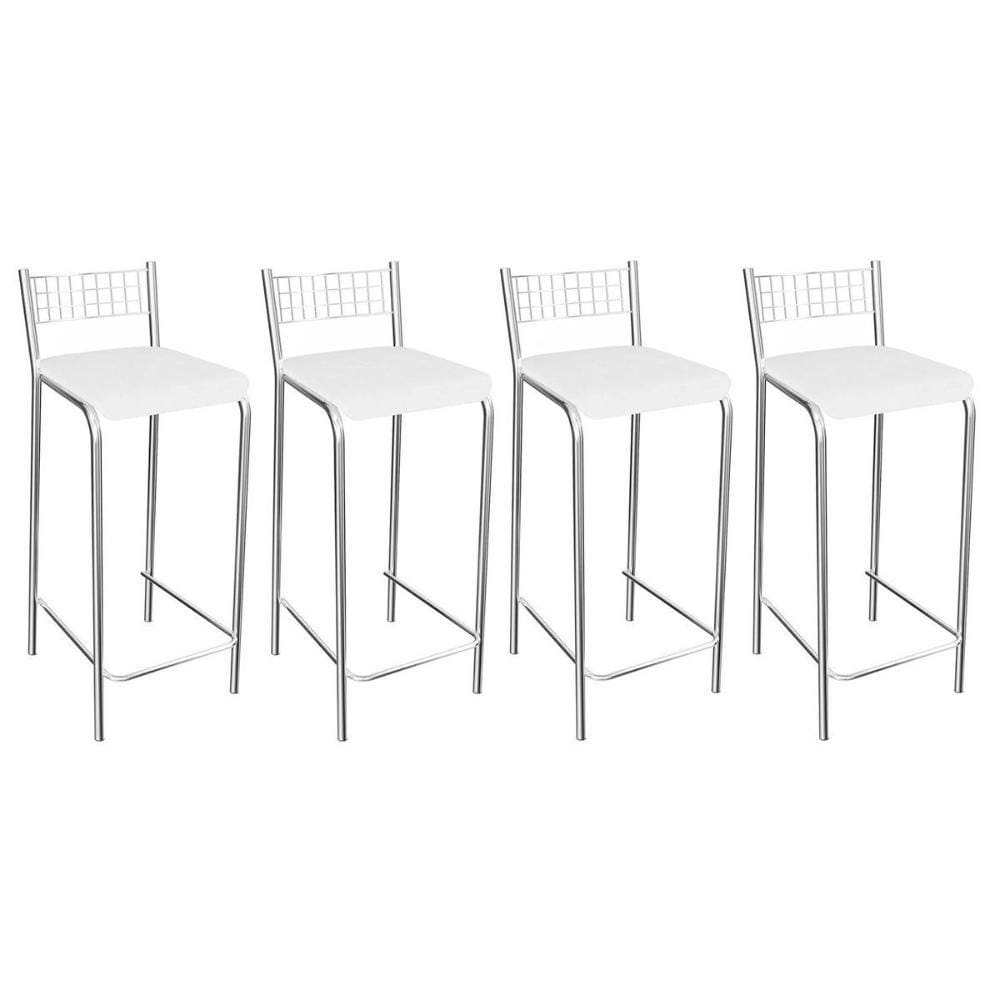 Banqueta Sala de Jantar Gênova 1B705CR 4 Un Cromado/Courano Branco - Kappesberg