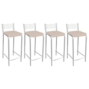 Banqueta Sala de Jantar Gênova 1B705CR 4 Un Cromado/Courano Nude - Kappesberg