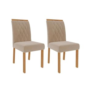 Cadeira Sala de Jantar Juliana Madeira Kit 2 Un Madeira/Suede Nude - Cimol