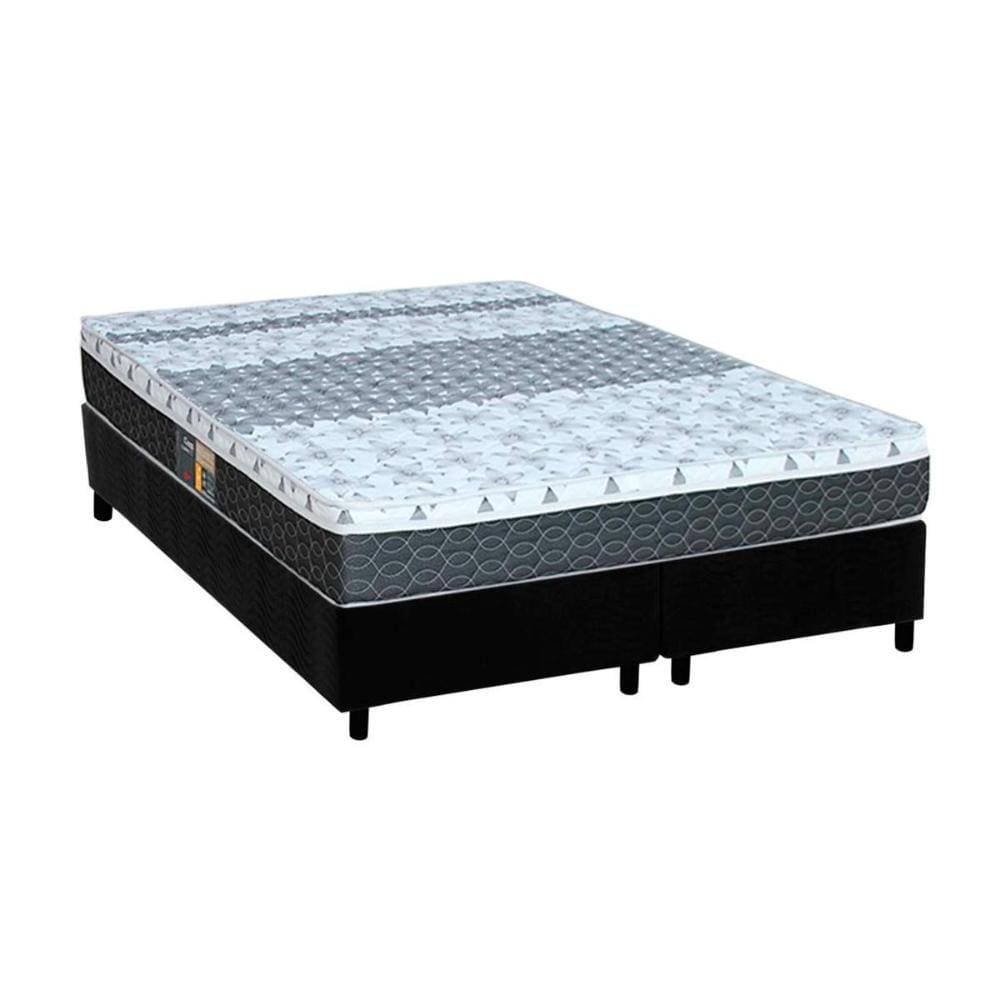 Cama Box King: Colchão Molas Bonnel Castor Class New + Base CRC Suede Black(193x203)