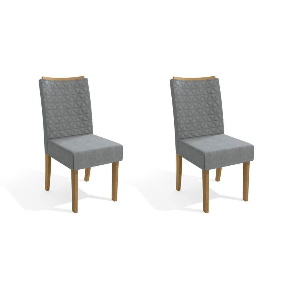 Cadeira Sala de Jantar 2CAD129MD Kit 2 Un Freijó/Linho Cinza - Kappesberg