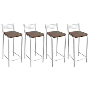 Banqueta Sala de Jantar Gênova 1B705CR 4 Un Cromado - Assento Marrom 21 - Kappesberg