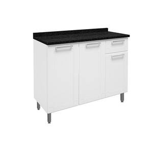 Balcão de Cozinha Múltipla 6112 3 Portas 1 Gaveta c/ Tampo 105cm Branco - Bertolini