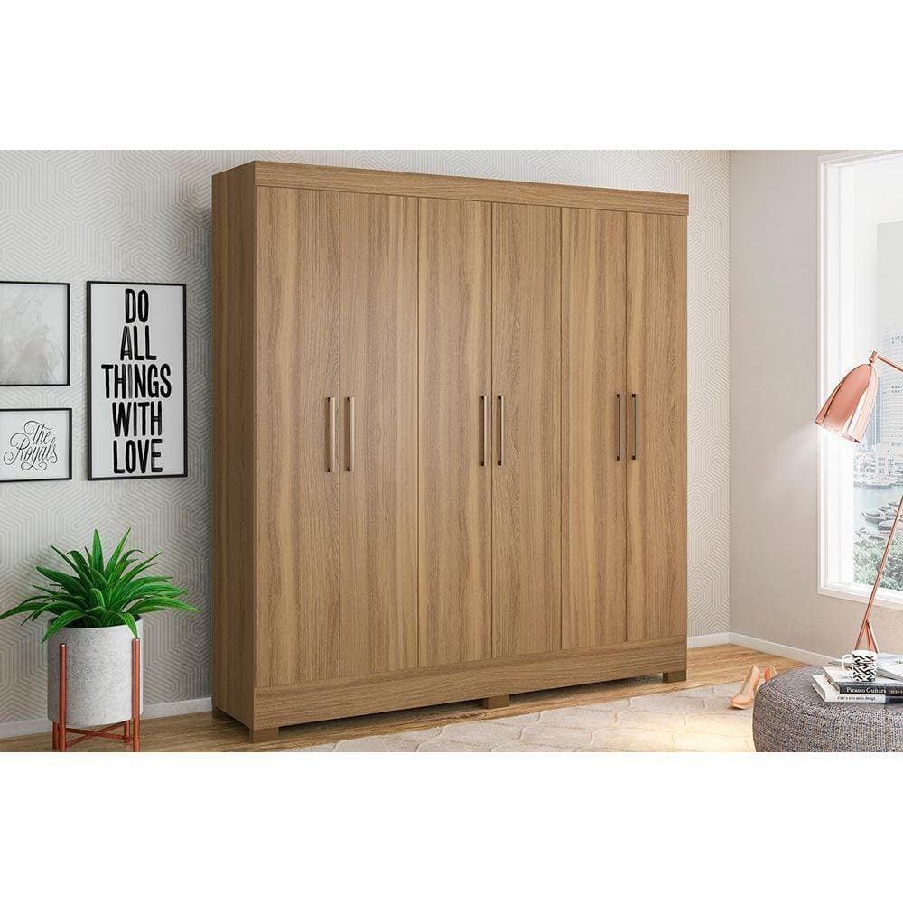 Guarda Roupa Casal 6 Portas e 3 Gavetas Prático Amêndola Touch - Demóbile