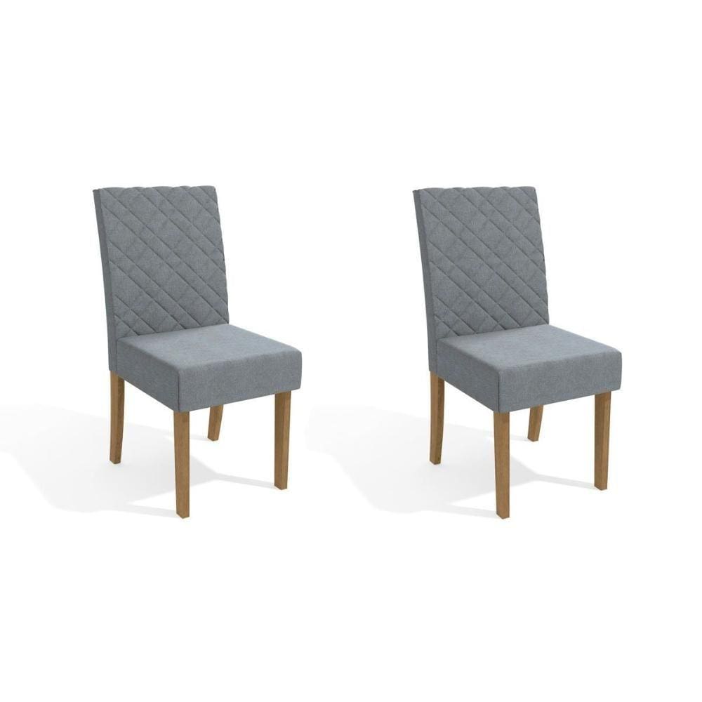 Cadeira Sala de Jantar 2CAD133 Kit 2 Un Freijó/Linho Cinza - Kappesberg