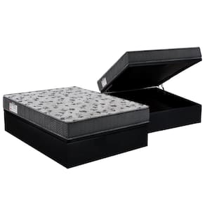 Cama Box Baú Casal: Colchão Anatômico Ortobom D33 / EP ISO 100 Ultra Firme + Base CRC Suede Black(138x188)