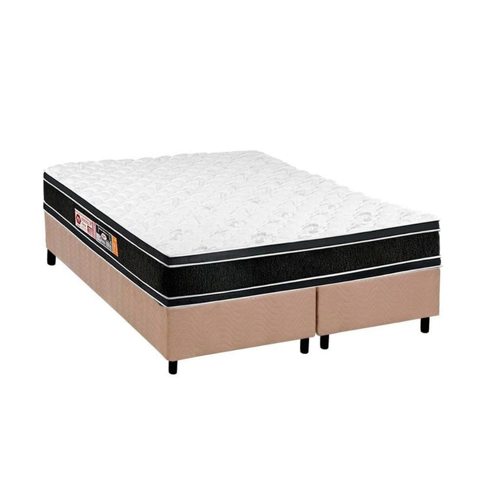 Conjunto Box Queen: Colchão Espuma Castor D33 Black e White Double Face + Base CRC Suede Clean(158x198)