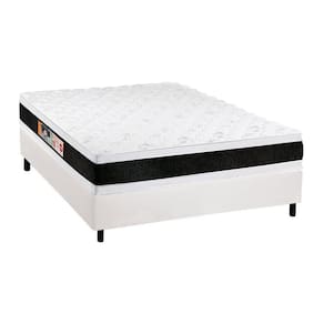 Conjunto Box Casal: Colchão Espuma Castor D45 Black e White AIR Double Face + Base CRC Courano White(138x188)
