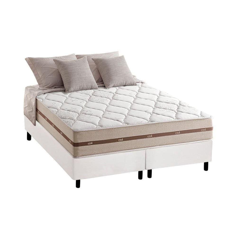 Conjunto Box Queen: Colchão Molas Anjos MasterPocket Ensacadas Classic + Base CRC Courano White(158x198)