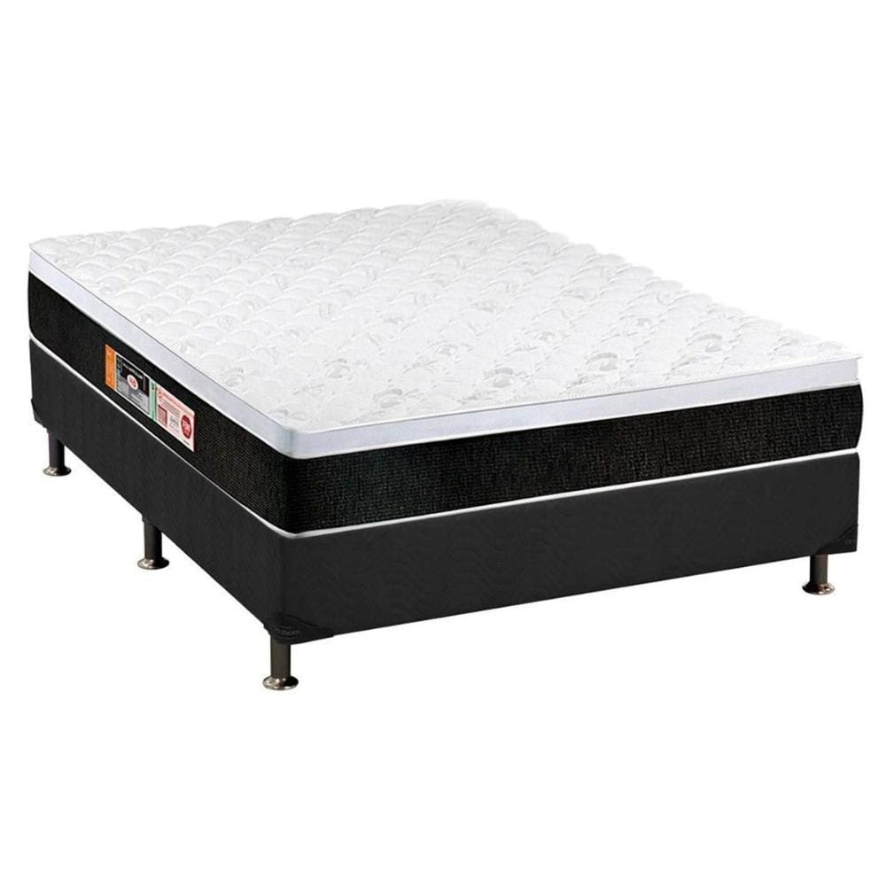 Conjunto Box Casal: Colchão Espuma Castor D45 Black e White AIR + Base CRC Suede Gray(138x188)