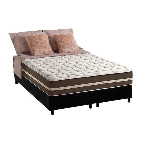 imagem-Conjunto Box Queen: Colchão Molas Anjos Superlastic Classic + Base CRC Suede Black(158x198) - Blush