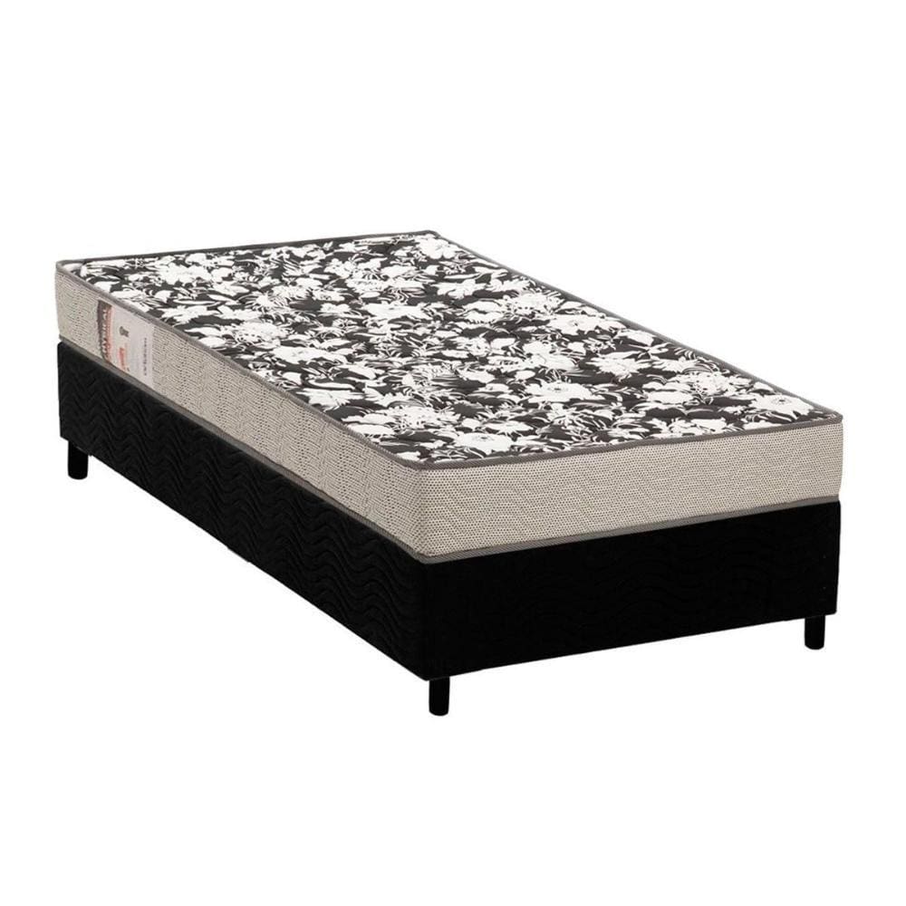 Conjunto Box Solteiro: Colchão Espuma Ortobom Physical Ultra Resistente + Base CRC Suede Black(88x188)