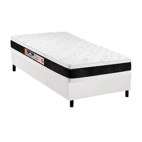 Conjunto Box Solteiro: Colchão Espuma Castor D45 Black e White AIR Double Face + Base CRC Courano White(88x188)