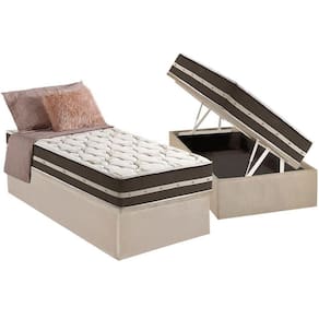 Conjunto Box Baú Solteiro: Colchão Molas Anjos Superlastic Classic + Base CRC Suede Clean(88x188)