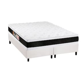 Conjunto Box Queen: Colchão Espuma Castor D45 Black e White AIR Double Face + Base CRC Courano White(158x198)