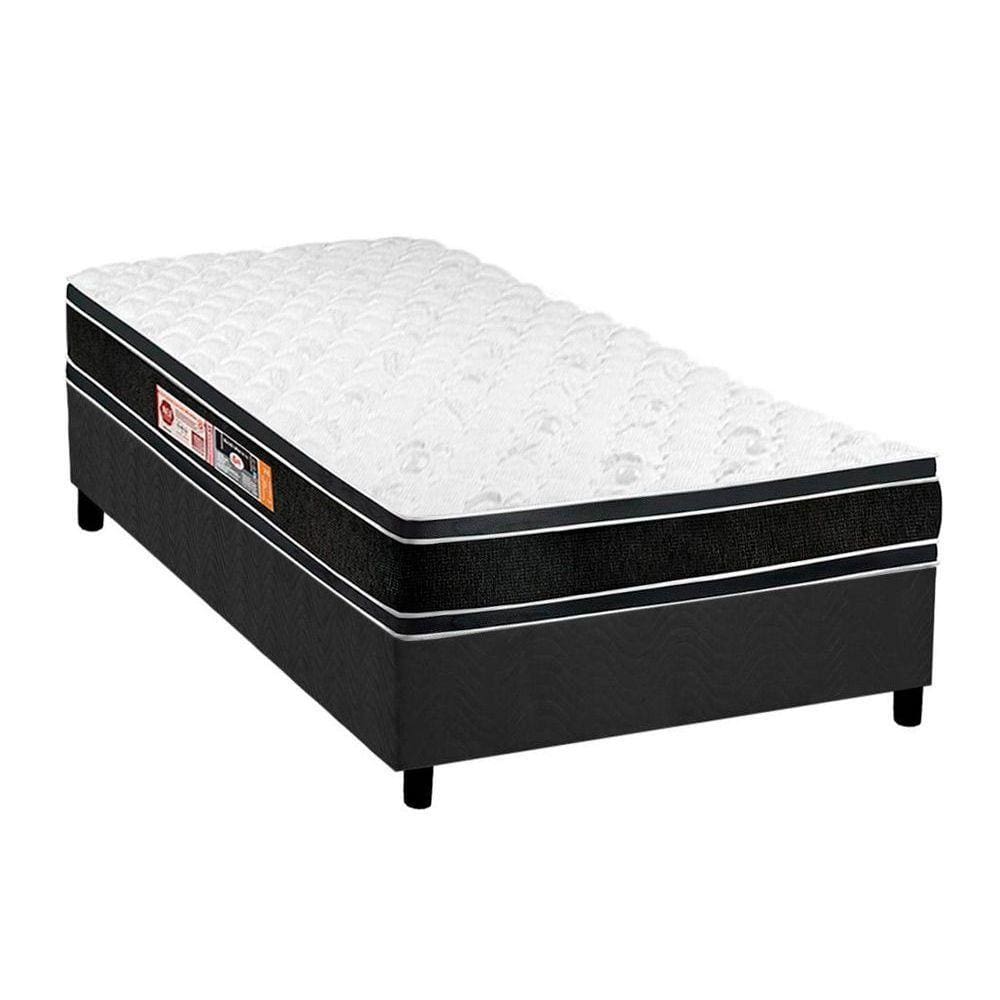 Conjunto Box Solteiro: Colchão Espuma Castor D33 Black e White + Base CRC Suede Gray(88x188)