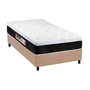 Conjunto Box Solteiro: Colchão Espuma Castor D45 Black e White AIR + Base CRC Suede Clean(88x188)