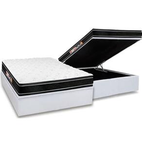 Conjunto Box Baú Casal: Colchão Espuma Castor D33 Black e White Air Double Face Euro Pillow + Base CRC Courano White(138x188)
