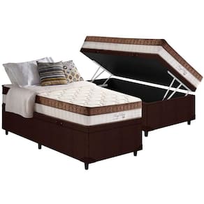 Conjunto Box Baú Solteiro: Colchão Molas Anjos MasterPocket Ensacadas King Best + Base CRC Courano Brown(88x188)