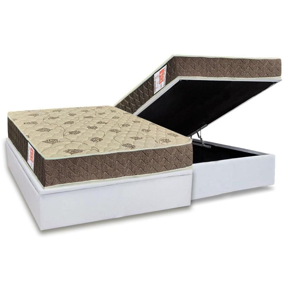 Conjunto Box Baú Casal: Colchão Espuma Orthoflex D33 Comfortpedic Line + Base CRC Courano White(138x188)