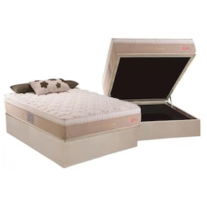 Conjunto Box Baú Casal: Colchão Molas Herval MasterPocket Ensacadas Platinum + Base CRC Suede Clean(138x188)